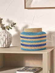 Pacific Lifestyle Blue Seagrass Stripe Round Basket - Image 1 of 7