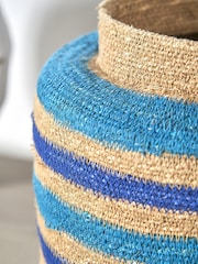 Pacific Lifestyle Blue Seagrass Stripe Round Basket - Image 2 of 7