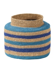 Pacific Lifestyle Blue Seagrass Stripe Round Basket - Image 5 of 7