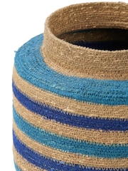 Pacific Lifestyle Blue Seagrass Stripe Round Basket - Image 6 of 7