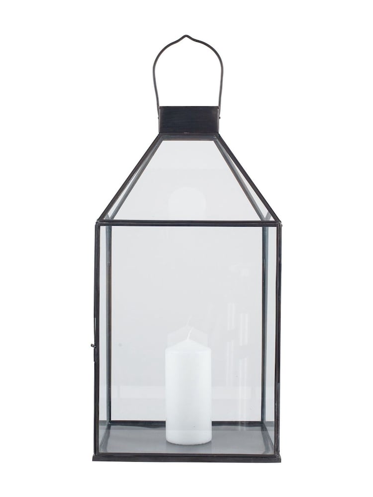 Pacific Lifestyle Antique Brass Glass Square Lantern - Image 2 of 3