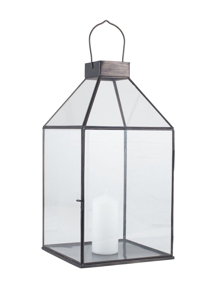 Pacific Lifestyle Antique Brass Glass Square Lantern - Image 3 of 3