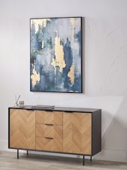 Pacific Lifestyle Blues Tonal Abstract Canvas Wall art With Black Frame - Image 1 of 5