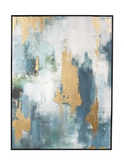 Pacific Lifestyle Blues Tonal Abstract Canvas Wall art With Black Frame - Image 5 of 5