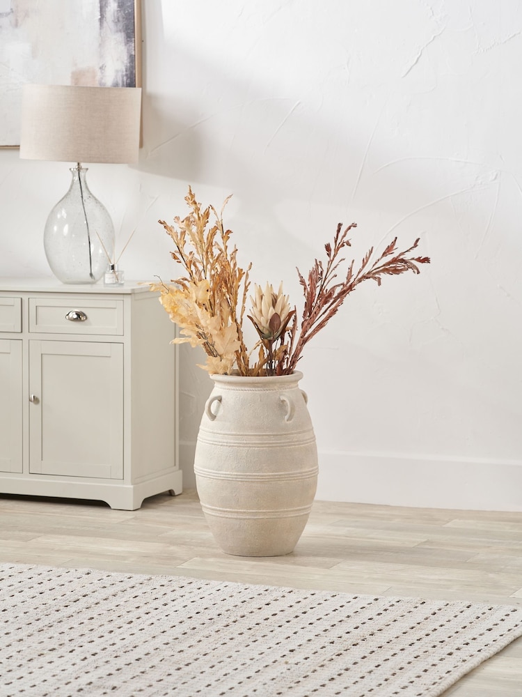 Pacific Lifestyle Grey Fibrestone Decorative Vase with Large Handles - Image 1 of 5
