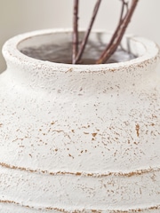 Pacific Lifestyle White Fibrestone Decorative Ribbed Large Vase - Image 2 of 3