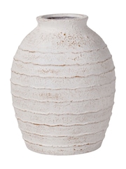 Pacific Lifestyle White Fibrestone Decorative Ribbed Large Vase - Image 3 of 3