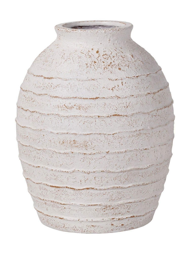 Pacific Lifestyle White Fibrestone Decorative Ribbed Large Vase - Image 3 of 3