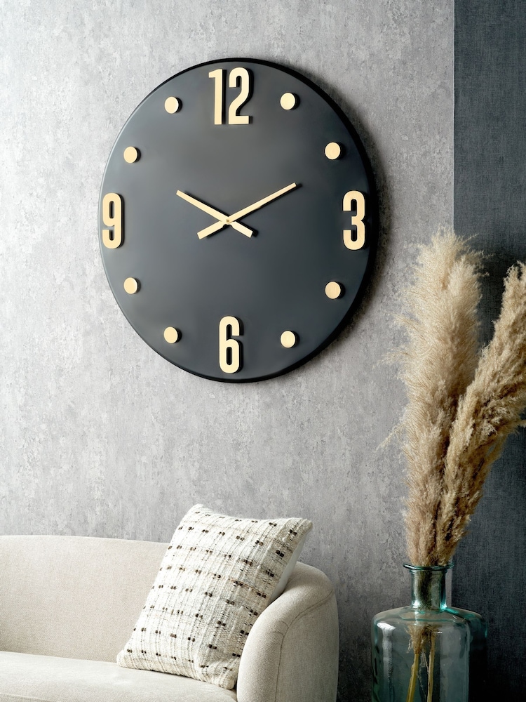 Pacific Lifestyle Black Metal Retro Wall Clock - Image 1 of 6