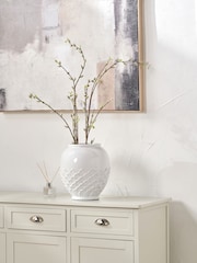 Pacific Lifestyle White Leaf Detail Stoneware Vase - Image 1 of 5