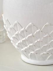 Pacific Lifestyle White Leaf Detail Stoneware Vase - Image 3 of 5