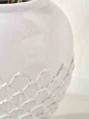 Pacific Lifestyle White Leaf Detail Stoneware Vase - Image 4 of 5