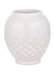 Pacific Lifestyle White Leaf Detail Stoneware Vase - Image 5 of 5
