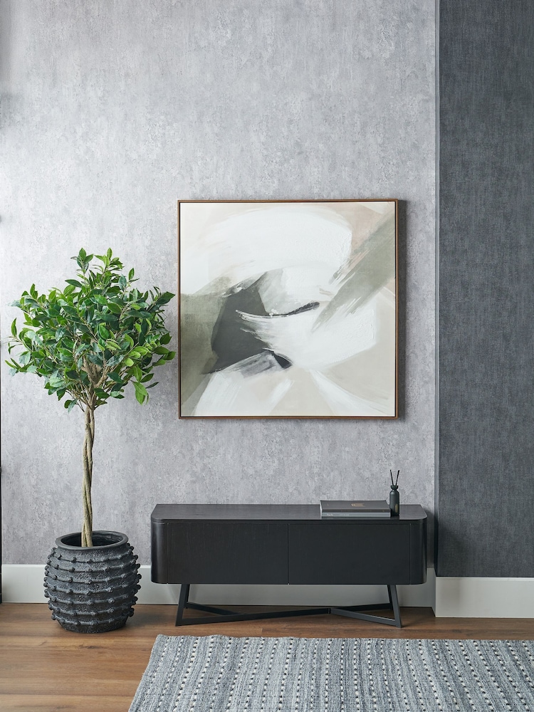 Pacific Lifestyle White Square Canvas Wall Art with Oak Effect Frame - Image 1 of 6