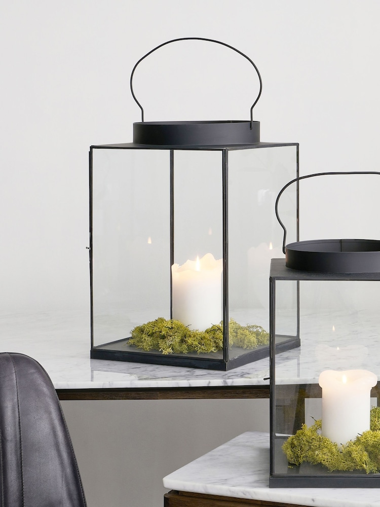 Pacific Lifestyle Black Glass Square Lantern - Image 1 of 5