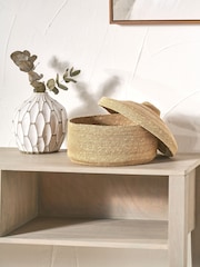 Pacific Lifestyle Natural Seagrass Lidded Round Basket - Image 3 of 10