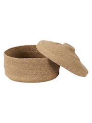 Pacific Lifestyle Natural Seagrass Lidded Round Basket - Image 7 of 10
