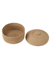 Pacific Lifestyle Natural Seagrass Lidded Round Basket - Image 9 of 10