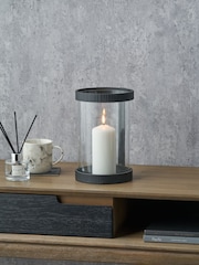 Pacific Lifestyle Black Ribbed Metal and Clear Glass Small - Image 1 of 5