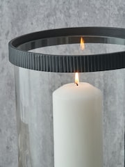 Pacific Lifestyle Black Ribbed Metal and Clear Glass Small - Image 2 of 5