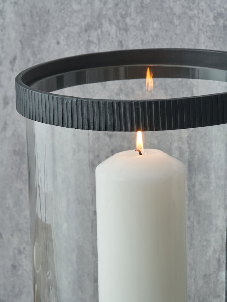 Pacific Lifestyle Black Ribbed Metal and Clear Glass Small - Image 2 of 5