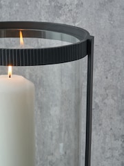Pacific Lifestyle Black Ribbed Metal and Clear Glass Small - Image 4 of 5