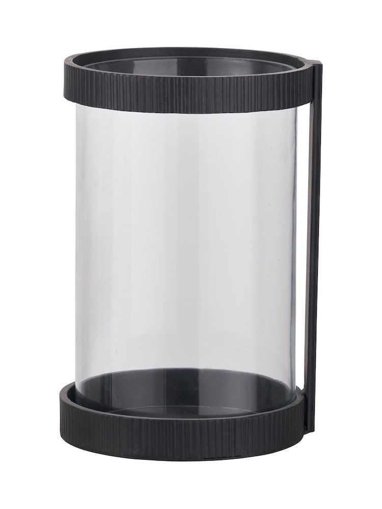 Pacific Lifestyle Black Ribbed Metal and Clear Glass Small - Image 5 of 5