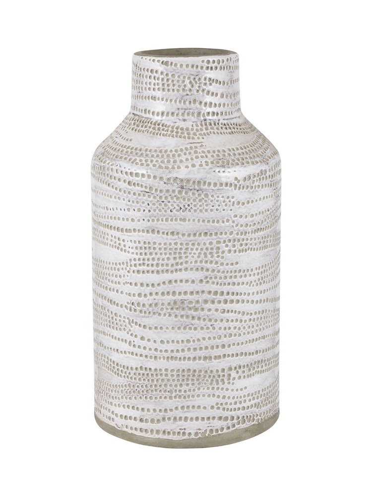 Pacific Lifestyle White Stoneware Dot Design Tall Vase - Image 2 of 6