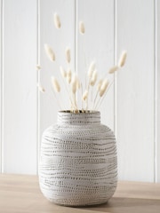 Pacific Lifestyle White Stoneware Dot Design Vase - Image 1 of 6