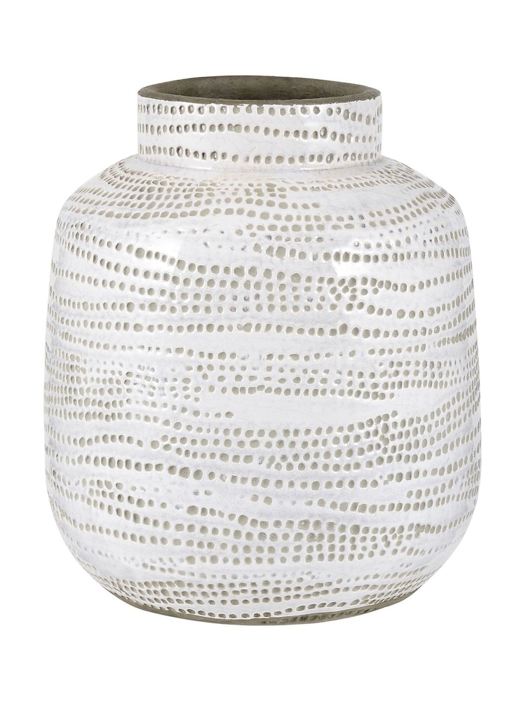 Pacific Lifestyle White Stoneware Dot Design Vase - Image 2 of 6