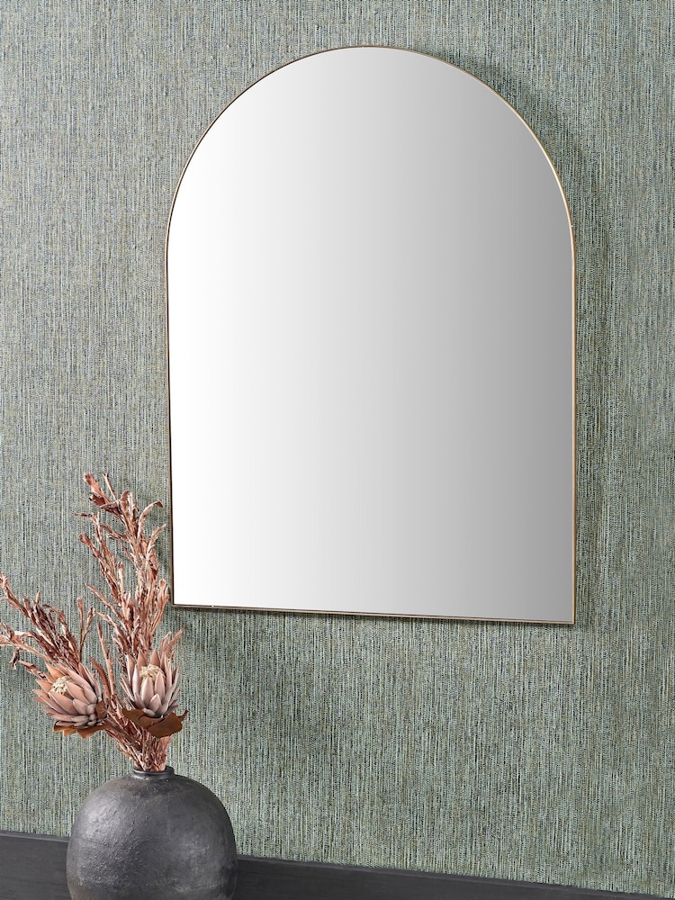 Pacific Lifestyle Gold Metal Slim Frame Tall Arch Wall Mirror - Image 1 of 6