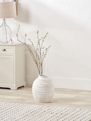 Pacific Lifestyle White Fibrestone Decorative Ribbed Medium Vase - Image 1 of 3