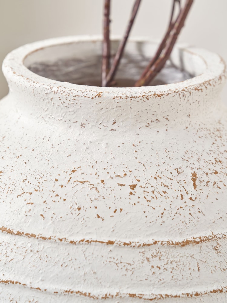 Pacific Lifestyle White Fibrestone Decorative Ribbed Medium Vase - Image 2 of 3