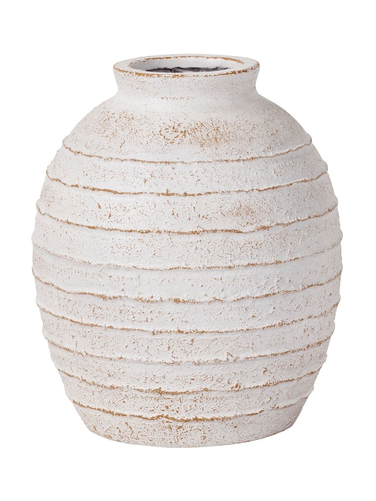 Pacific Lifestyle White Fibrestone Decorative Ribbed Medium Vase - Image 3 of 3