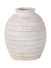 Pacific Lifestyle White Fibrestone Decorative Ribbed Medium Vase - Image 4 of 4