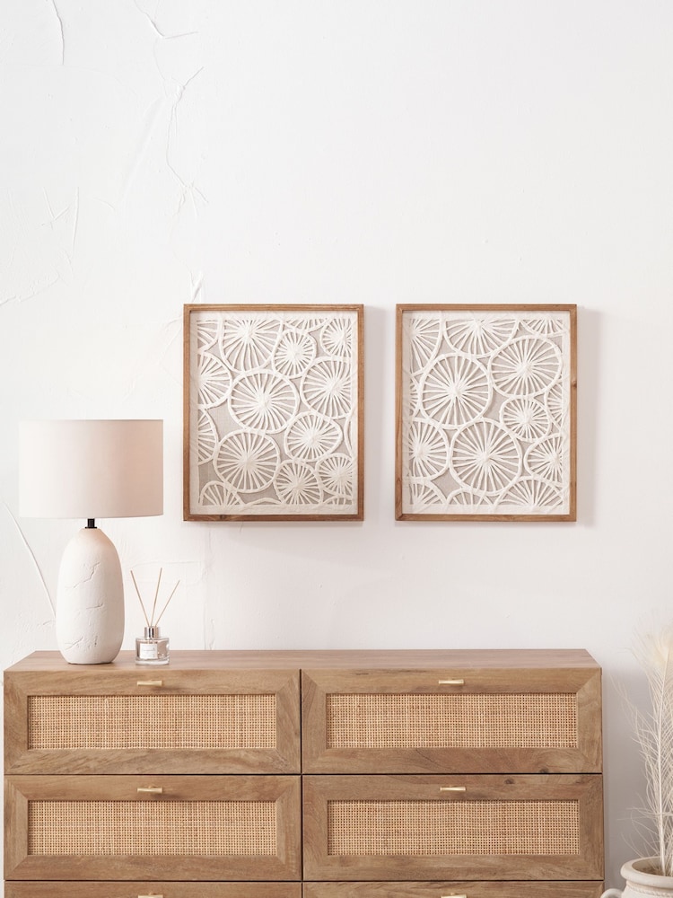 Pacific Lifestyle Set of 2 Natural Paper Design Framed Wall Art - Image 1 of 6