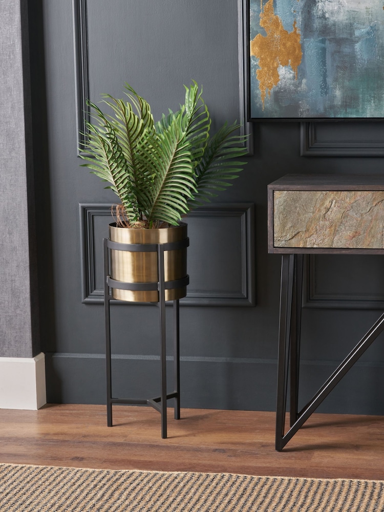 Pacific Lifestyle Black Metal Floor Large Planter - Image 1 of 5
