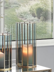 Pacific Lifestyle Brass Tall Glass Panelled Hurricane - Image 2 of 8