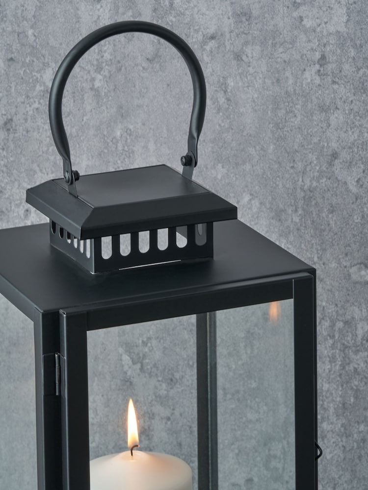 Pacific Lifestyle Black Glass Rectangular Large Lantern - Image 2 of 4