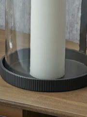 Pacific Lifestyle Black Ribbed Metal and Clear Glass Large - Image 3 of 5
