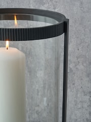 Pacific Lifestyle Black Ribbed Metal and Clear Glass Large - Image 4 of 5