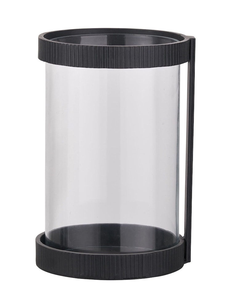 Pacific Lifestyle Black Ribbed Metal and Clear Glass Large - Image 5 of 5