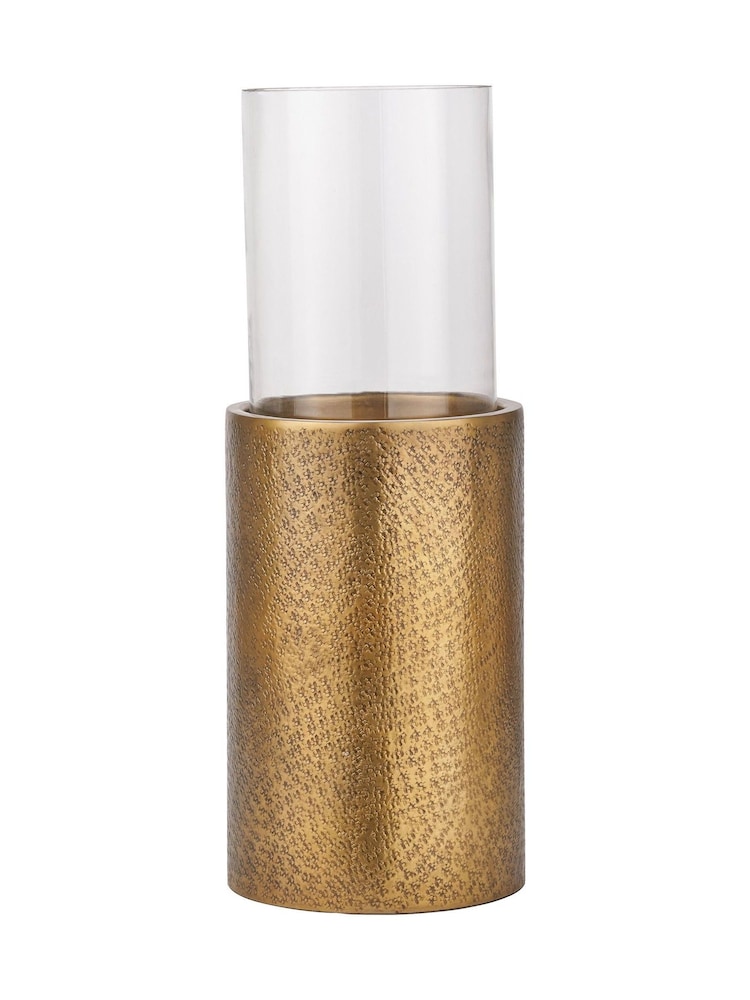 Pacific Lifestyle Antique Brass Metal and Clear Glass Large - Image 5 of 5