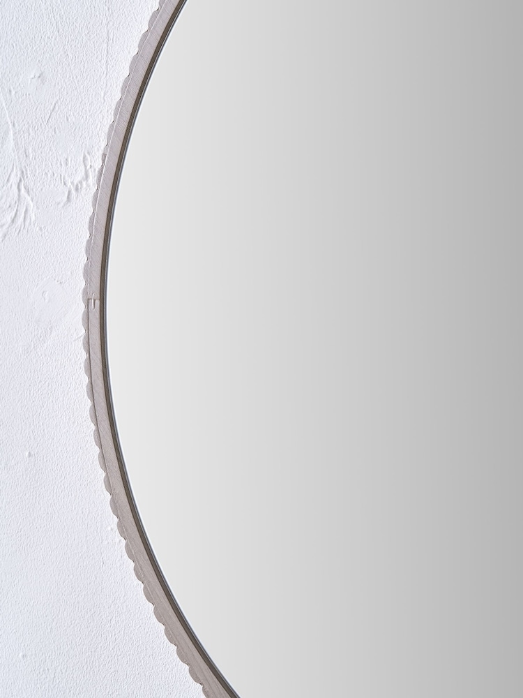 Pacific Lifestyle Oak Wood Veneer Textured Edge Round Wall Mirror - Image 2 of 6