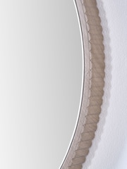 Pacific Lifestyle Oak Wood Veneer Textured Edge Round Wall Mirror - Image 3 of 6