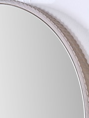 Pacific Lifestyle Oak Wood Veneer Textured Edge Round Wall Mirror - Image 4 of 6