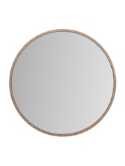 Pacific Lifestyle Oak Wood Veneer Textured Edge Round Wall Mirror - Image 5 of 6
