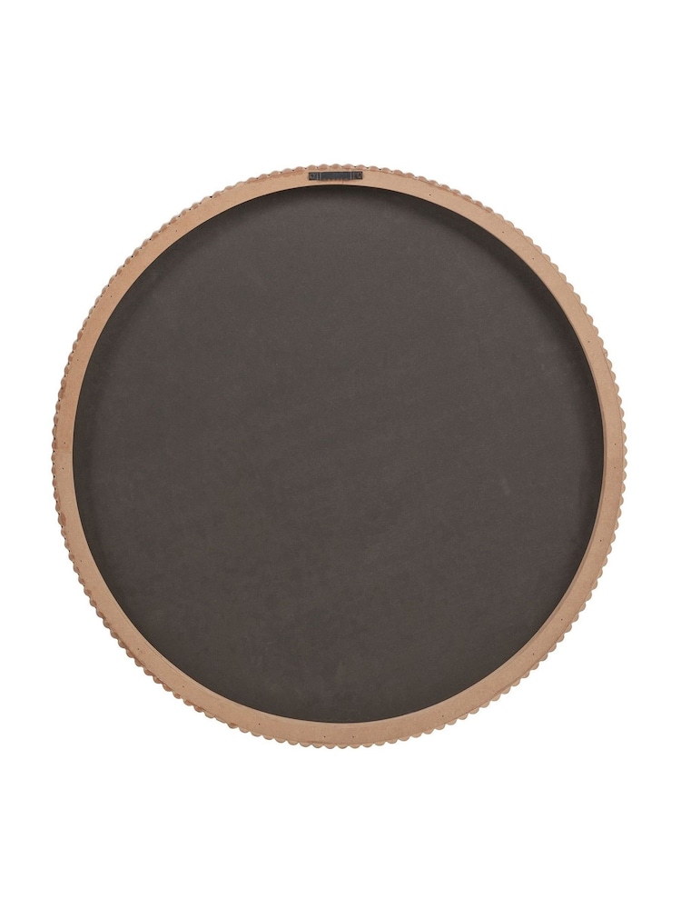 Pacific Lifestyle Oak Wood Veneer Textured Edge Round Wall Mirror - Image 6 of 6