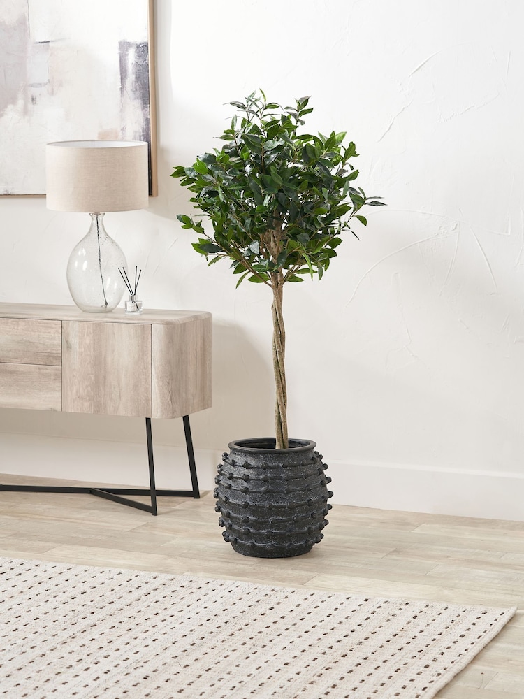 Pacific Lifestyle Black Fibrestone Decorative Ribbed Large Vase - Image 1 of 5