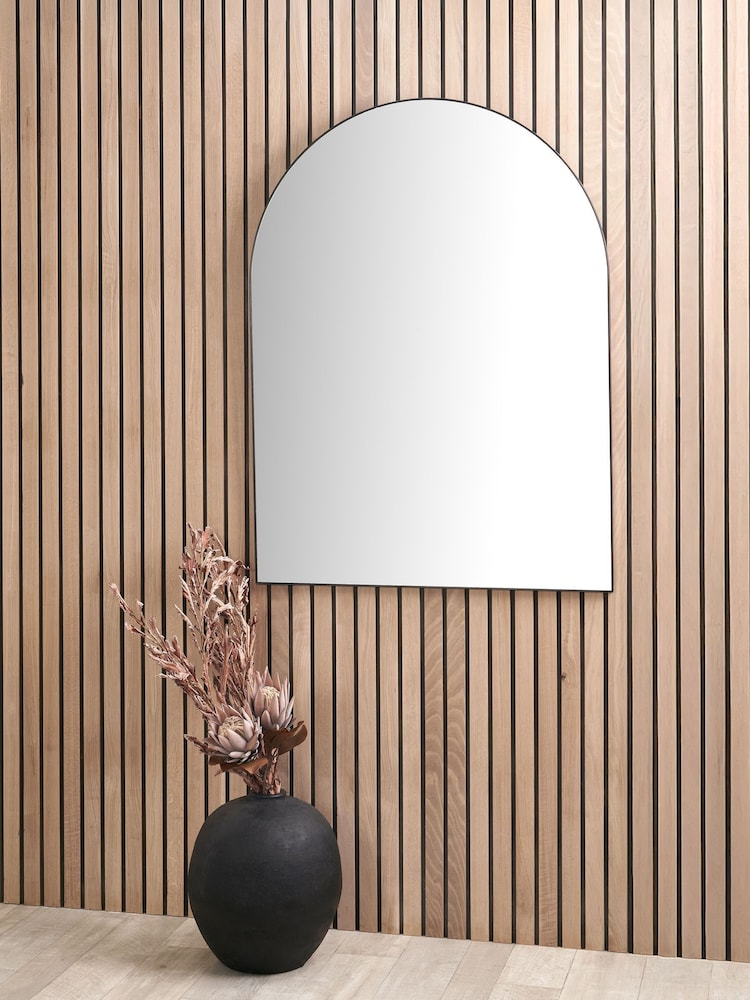 Pacific Lifestyle Black Metal Slim Frame Tall Arch Wall Mirror - Image 1 of 6
